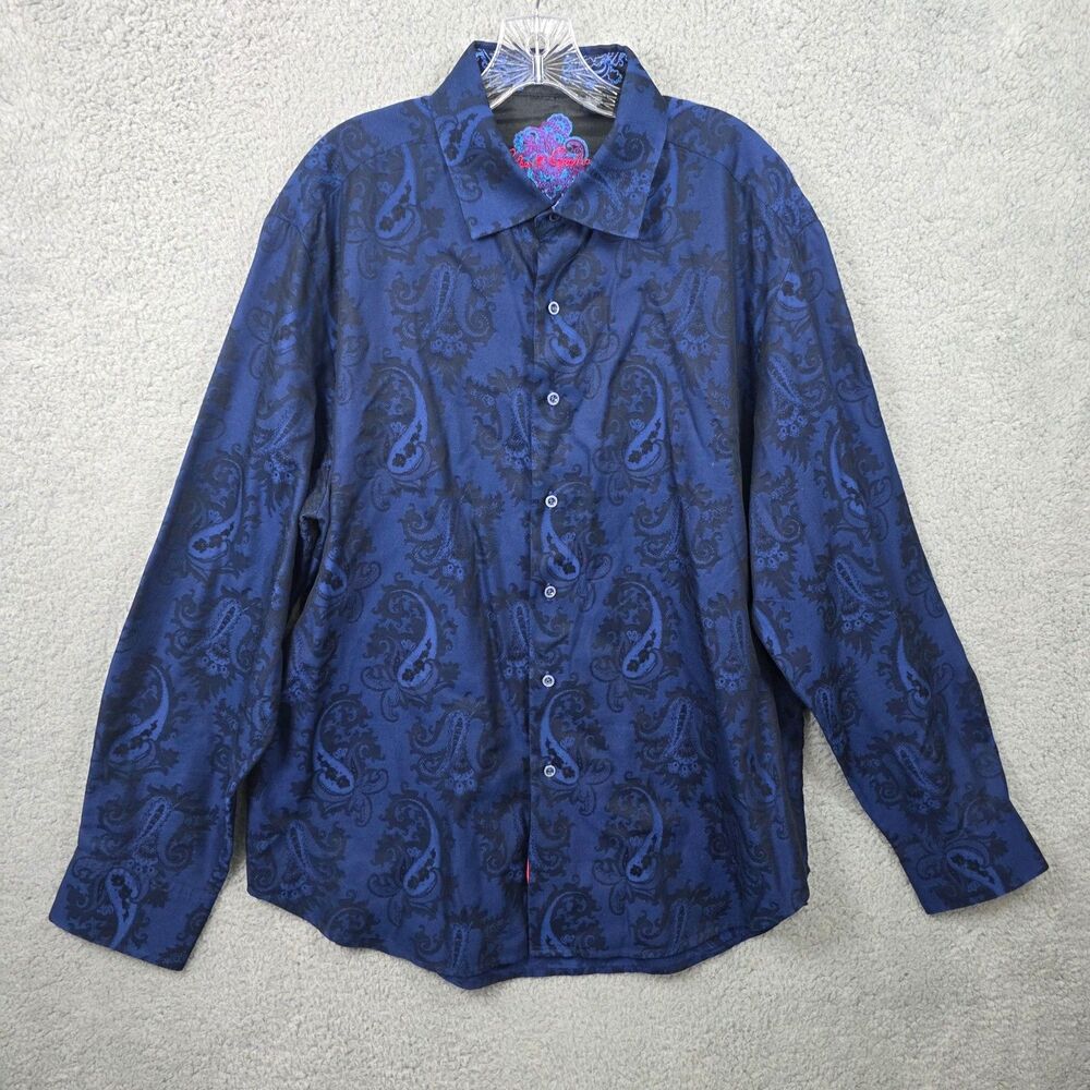 Robert Graham Men's Black & Blue Shirt Paisley Andretti Button Up Size 2XL